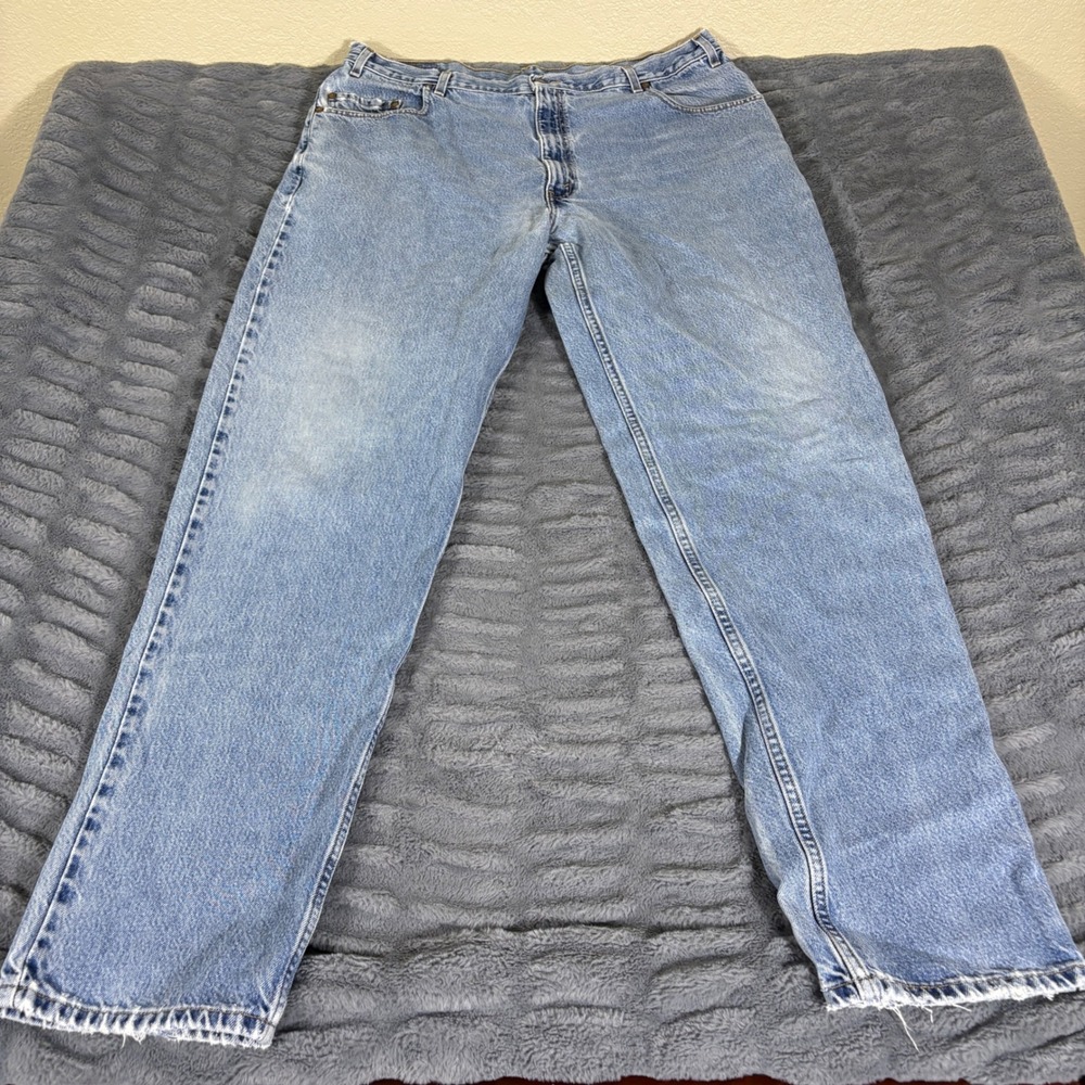 Vintage Levis 545 Loose Straight Leg Jeans Light Wash Blue 42x36 Distressed